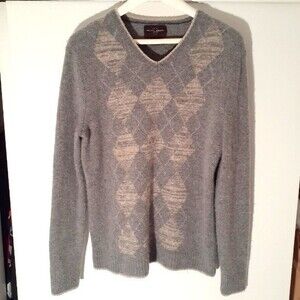 Black brown 1826 gray Argyle wool sweater light Academia top s m
